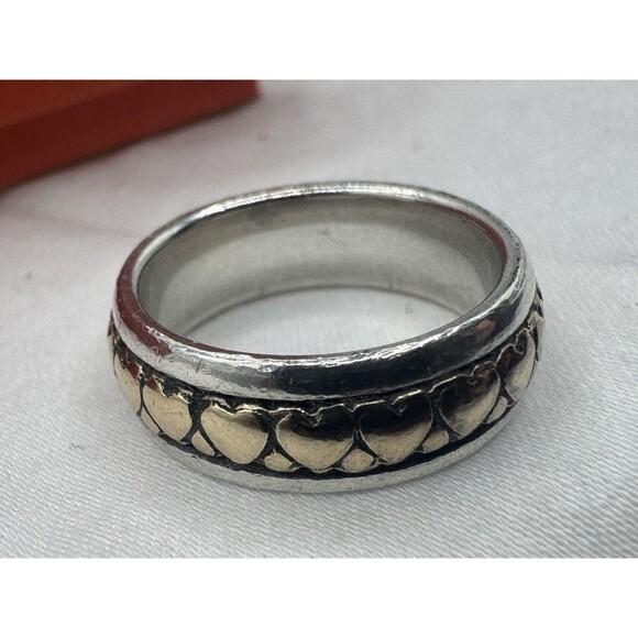 James Avery Retired 14k Gold Sterling Silver Eternal Heart To Heart Ring Sz 5 - Picture 2 of 9